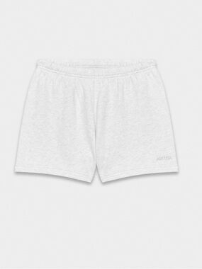 Aritzia Cozy High-Rise Sweatfleece Mini Shorts heather cloud white